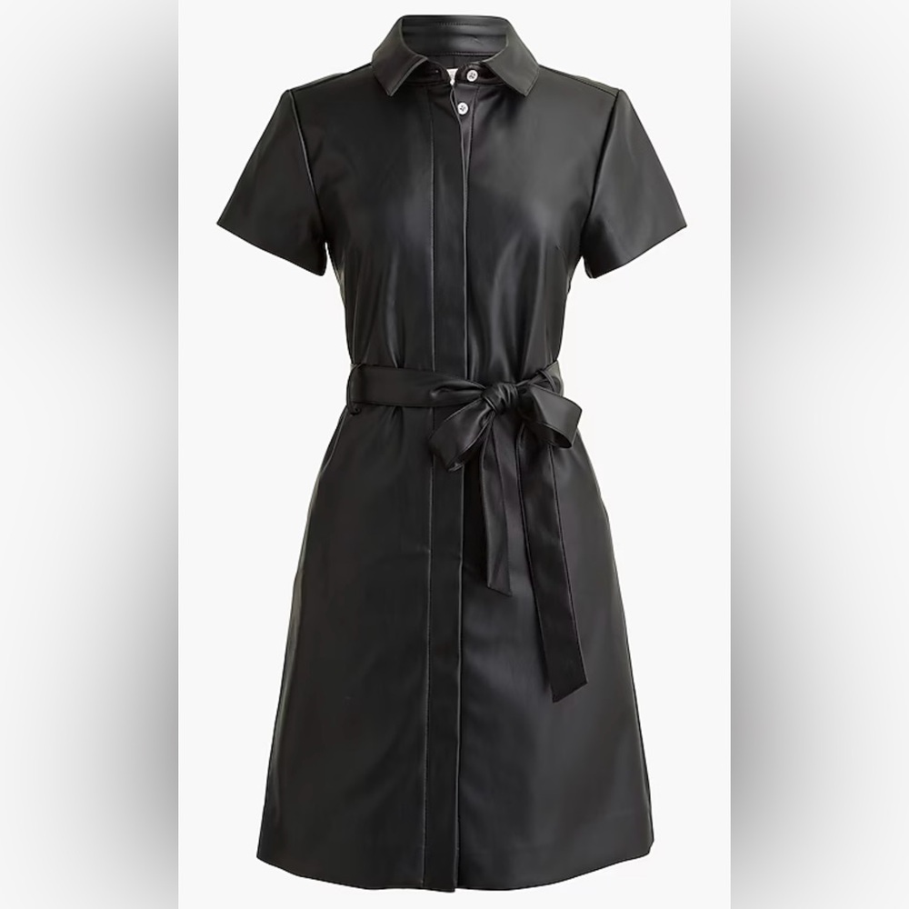 J. Crew Black Faux Leather Shirtdress
